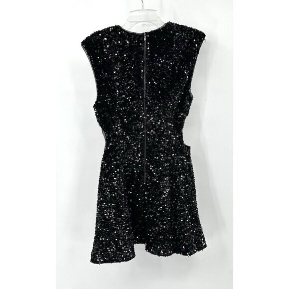 SOFIE THE LABEL dress mini cutout sequins party going out club lbd black M - Picture 9 of 11